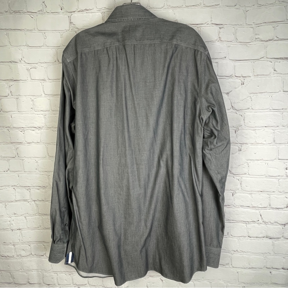 BANANA REPUBLIC men's cotton gray button-up non-iron shirt, size L - Picture 3 of 9
